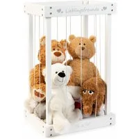ELLA & PIET® Spielzeugtruhe Plüschtier-Box aus Holz zur Aufbewahrung von Kuscheltieren (Weiß), Mein Zoo, Kuscheltieraufbewahrung, Spielzeugkiste, Spielzeugtruhe