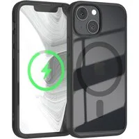 EAZY CASE Handyhülle Transparente Hülle mit MagSafe für iPhone 13 Mini 5,4 Zoll, Qi Charging kompatibel, Silicon Case, Slimcover Displayschutz, Schwarz