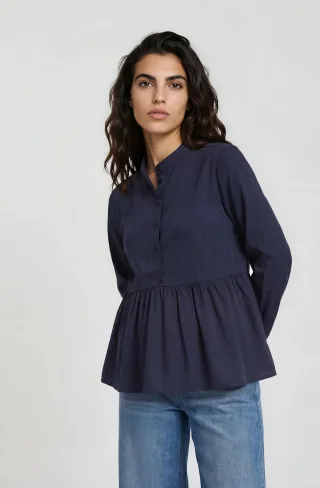 Milano Italy - stand up collar 1/1 sleeve gathering on waist navy - Gr. - 38