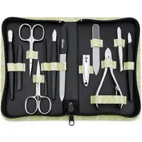 EloModa Maniküre-Kosmetik-Etui 12teiliges Solingen* Maniküre Set mit Leder-Etui Nagelpflege, Made in, 12 tlg., Made in Germany, Solinger Qualität, Echtleder-Etui, Gehärteter Stahl