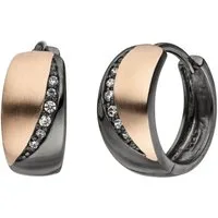 Schmuck Krone Paar Creolen Ohrringe Creolen 14,4x6,5mm 8 Zirkonia, 925 Silber, Silber 925