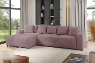 Ecksofa Designersofa Sofa MEGAN in Stoff Poso Altrosa Ottomane Links