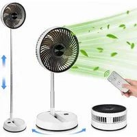 MOPUEA Akku-Standventilator Akku-Standventilator mit Fernbedienung, Tragbarer zusammenklappbarer, Höhenverstellbar, 4 Geschwindigkeitsstufen, mit Fernbedienung für Büro
