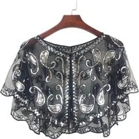 Zaewry Modeschal Pailletten Schal und Wraps für Damen Elegantes Abend Cape Weiche, Strickjacke Vintage Stola für Partykleider und Hochzeiten