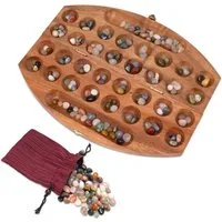 LOGOPLAY Spiel Hus oval Gr. L mit Metallverschluss Gold, Gesellschaftsspiel, Bao Spiel Gr. L für 2 Spieler mit Metallverschluss Gold oval Hus