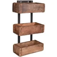 Gravidus Wandregal Deko-Regal Ziegelform mit 3 Fächern aus recyceltem Holz