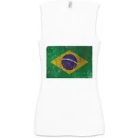 Urban Backwoods Tanktop Brazil Flag Vintage Logo Ärmelloses Damen T-Shirt Brasil Brasilien Flagge WM Fußball Football