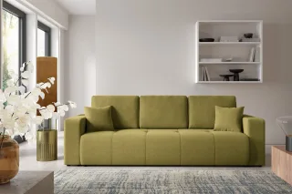 Sofa 3-Sitzer mit Schlaffunktion AUGUSTO in Stoff Wind Moosgrün