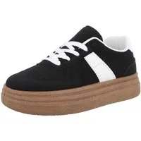Ital-Design Damen Low-Top Freizeit Sneaker (88577241) Flach Sneakers Low in Schwarz