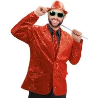 Party Factory Partyanzug Pailletten Frack Herren - Rot 3XL, glänzende Pailletten