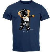 Neverless Print-Shirt Herren T-Shirt Jackson Bear Parodie Bear it! Teddy Bär Musik Print mit Print