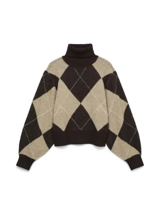 VERO MODA - VMDARLA LS ROLLNECK PULLOVER GE Chocolate Torte - Gr. - XS