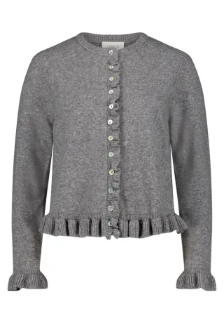 CARTOON - Strickjacke mit Rüschen grau - Gr. - 46