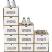 FIVMEN Schuhbox Stapelbar Schuhboxen mit Deckel & Transparent Sichtfenster Praktische (10 St), Stauraum Organizer für Schuhe