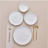 Karaca Geschirr-Set Karaca Streamline New Saturn Gold 24-tlg Set 6 Personen, Bone China, Edles Design mit Goldrand, Handwäsche empfohlen