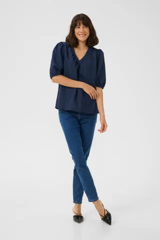 Kurzarm-Bluse Regular fit Midnight Marine CC dark blue
