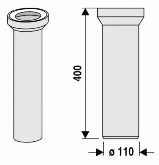 WC Anschlussstutzen in weiß, Länge: 40 cm UNIS400