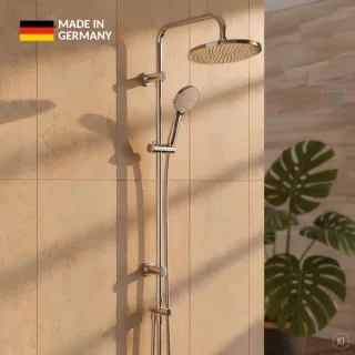 CARLDIX Reno Duschsystem 72000102-00 Aufputz, ohne Thermostat, mit Umsteller, Kopfbrause 230 mm, Chrom