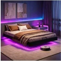 Furnishings Home Polsterbett Doppelbett LED Stauraumbett mit bettkasten (Set, Mit Komforthöhe Lattenrost, Leises Design Bett), Inkl. LED-Beleuchtung, Lattenrost, 160x200cm PU