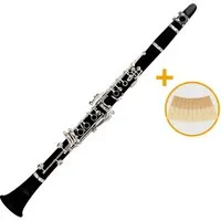 Classic Cantabile Klarinette CLK-10 Reed Set - aus ABS Kunststoff Bb boehmisch, Inkl. Koffer, 10er Pack Blätter, Durchziehwischer u. Korkfett, 17 Klappen, 5 Ringe, Mechanik versilbert, ideales Schülerinstrument