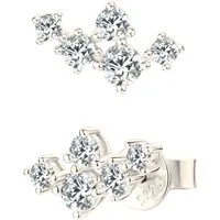 S&T Design Paar Ohrstecker Ohrstecker 925 Silber Weißgold mit Moissanite, 11x7 mm (Zertifikat 925 Silber, Geschenkbox)