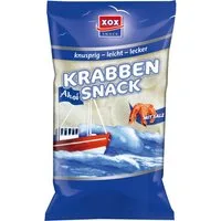 XOX Knabberei, XOX Krabben Snack gesalzene Garnelenchips knusprig leicht 215g