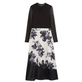 Ted Baker Wmd Selnaa Mesh Top Bedruckter Rock Midikleid