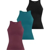 Janice Tanktop 3 x Damen Top hochgeschlossen Nauta Trägertop aus Baumwolle