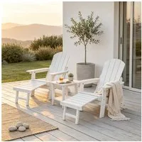 NJLyuhome Gartenstuhl Allwetter-Adirondack-Stuhl mit integrierter Fußstütze & Getränkehalter (1 St), Wetterfester Adirondack-Stuhl für Terrasse, Balkon & Garten