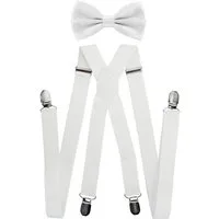 axy Hosenträger Herren Hosenträger mit Fliege Set (2-St., 2er Set) 4 Stabile Clips X-Form 2,5cm Breit verstellbar und elastisch