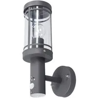 Lindby Außen-Wandleuchte Djori, Edelstahl Alu IP44mit Bewegungsmelder, 1 x 15 W LED