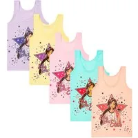 LOREZA Unterhemd 5er Set Mädchen Unterhemden - Stern - Bunt (Set, 5-St., 5er-Pack)