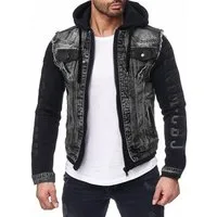 Cipo & Baxx Jeansjacke Herren Regular Fit Jacke Denim BA- im auffälligen Design mit Nieten und Zippern