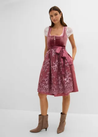 bonprix Dirndl mit Pailletten Schürze (2-tlg.Set), rosa, Gr.38, Glänzendes Dirndl mit Samt-Mieder und einer Schürze mit gemusterter Paillettenstickerei