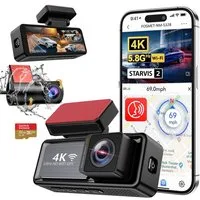 FOSMET Dashcam Auto,2 Channel 3.2" IPS-Bildschirm,mit GPS,WiFi,Auto kamera Dashcam (4K/2.5K, G-Sensor, 32GB-Karte, wasserfest, 170°Weitwinkel WDR,Loop-Aufnahme,Parküberwachung,Unterstützt 256GB Max)