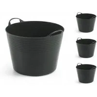 Kreher Aufbewahrungskorb Set: 4 x Flexibler Mehrzweckkorb 40 Liter (Schwarz)