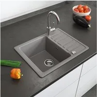 Bergstroem Granitspüle, Beton, 58 x 46 cm mit Trockenplatz, Rechteckig, 57.5/46 cm, beidseitig montierbar, (1 St)