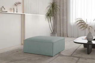 Polsterhocker Designerhocker CELES PREMIUM 85x85 cm in Stoff Scala Saphirblau