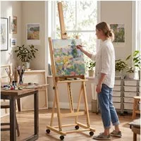 Vinsetto Staffelei Höhenverstellbarer Leinwand Ständer mit Halterung für Kunstmalerei, Naturholz 50,5 x 53 x 178-238 cm