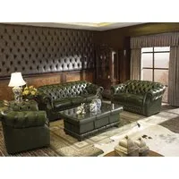Salottini Polstergarnitur Edle Chesterfield 3/2/1 Cardiff Sofagarnitur Leder Polstergarnitur, (3-tlg)