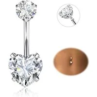 LuxusKollektion Bauchnabelpiercing Titan Bauchnabelpiercing Silber CZ 14G Barbell 8-16mm
