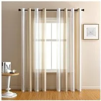 Sunicol Gardine 2er Set Voile Vorhang Zweifarbiger Transparente Vorhang mit Ösen, Ösenschal Fensterschal Lichtdurchlässig für Schlafzimmer Wohnzimmer