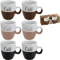 Koopman Becher Cafe Kaffee Tassen 150 ml KLEIN 6 Tlg. Set, 6-tlg., Porzellan, 6er Set, je 150ml, Porzellan, 3 Farben, Geschirr