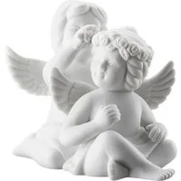 Rosenthal Dekofigur Engelpaar mit Blumen klein weiss matt 6 cm, Figuren