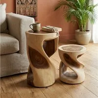 Kinaree Beistelltisch Couchtisch Massivholz rund gewachst Thailand zwei Größen, Akazie Massivholz, Naturprodukt, Unikate, Podest, Thailand, asia Möbel