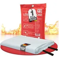 NTG Nutzfahrzeug Technik GmbH Löschdecke 1m² NTG Feuerlöschdecke Fiberglas Brandschutzdecke DIN EN1869, 100x100 cm, (1-St), Brandschutzdecke 1x1m