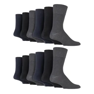 12 Paar Herren Sanfte Grip Weichbundsocken | Extra Breite Ohne Gummi Socken