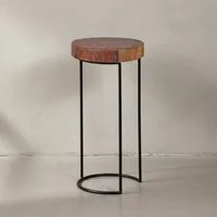 KADIMA DESIGN Beistelltisch Sofatisch INDI: Massivholz & Metallgestell - Landhausstil