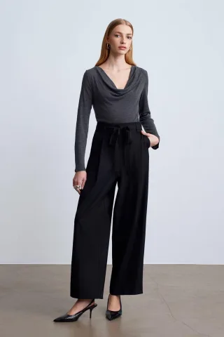 Damen Crepe-Hosen mit weitem Bein