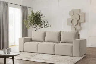 Sofa Designersofa ESTELLE 3-Sitzer in Stoff Opera Velvet Pearl